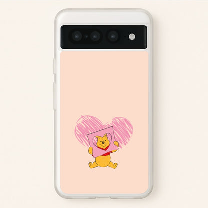 Pooh Heart Drawing Valentine's  - Disney Valentine's Phone Case for Google Pixel 7 Pro