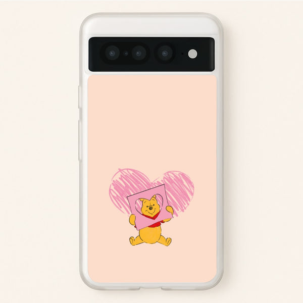 Pooh Heart Drawing Valentine's  - Disney Valentine's Phone Case for Google Pixel 7 Pro
