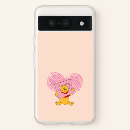 Pooh Heart Drawing Valentine's  - Disney Valentine's Phone Case for Google Pixel 8