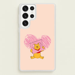 Pooh Heart Drawing Valentine's  - Disney Valentine's Phone Case for Galaxy S22 Ultra