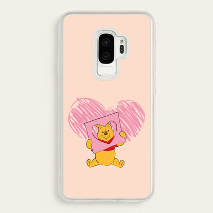 Pooh Heart Drawing Valentine's  - Disney Valentine's Phone Case for Galaxy S9 Plus