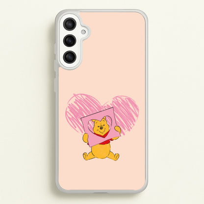 Pooh Heart Drawing Valentine's  - Disney Valentine's Phone Case for Galaxy A34