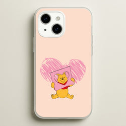 Pooh Heart Drawing Valentine's  - Disney Valentine's Phone Case for iPhone 15 Plus