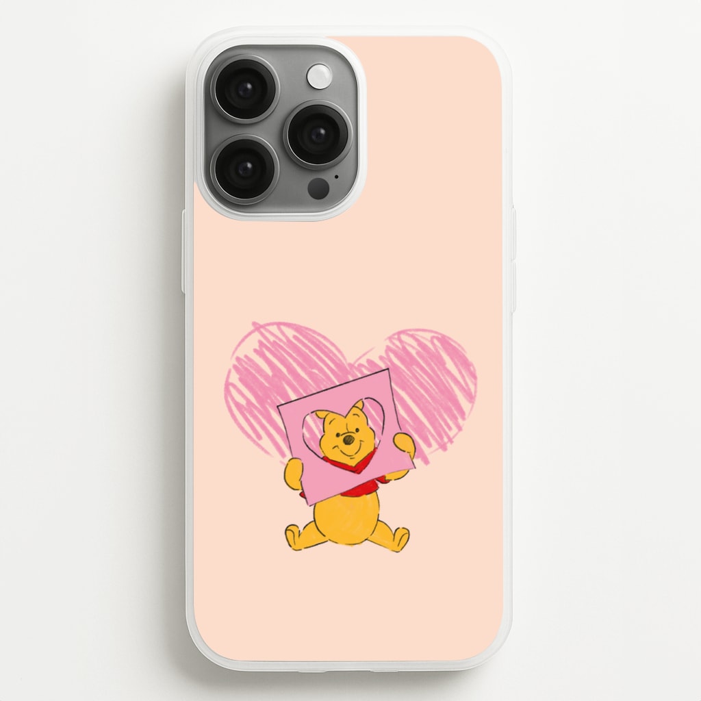 Pooh Heart Drawing Valentine's  - Disney Valentine's Phone Case for iPhone 13 Pro Max