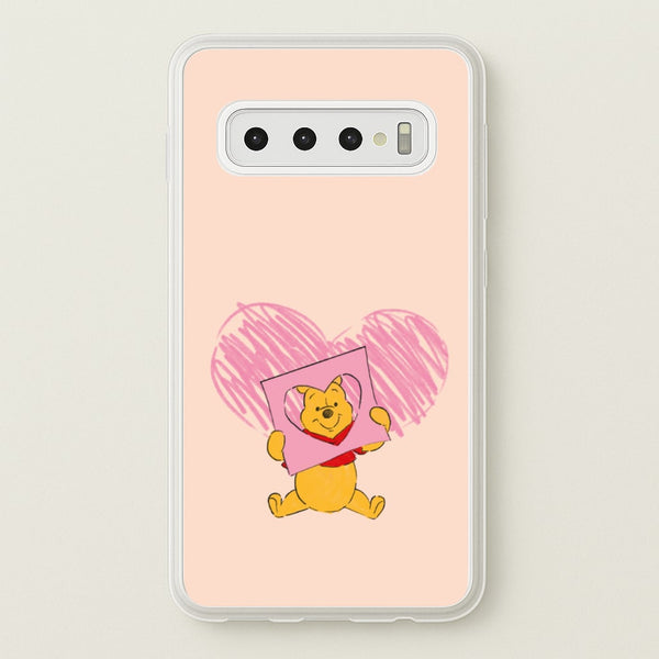 Pooh Heart Drawing Valentine's  - Disney Valentine's Phone Case for Galaxy S10 Plus