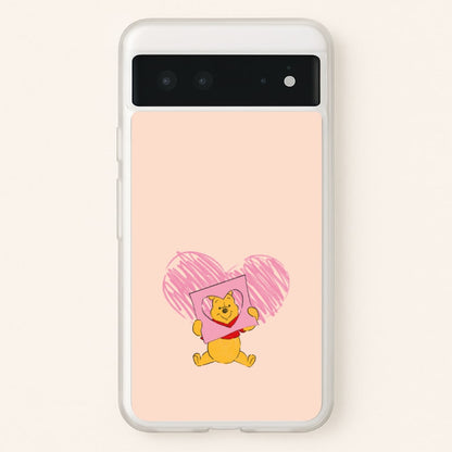 Pooh Heart Drawing Valentine's  - Disney Valentine's Phone Case for Google Pixel 6