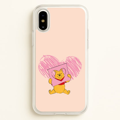 Pooh Heart Drawing Valentine's  - Disney Valentine's Phone Case for iPhone X / XS
