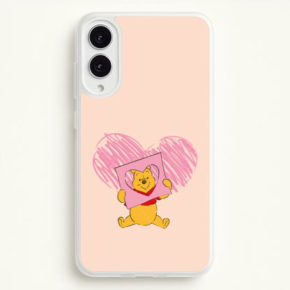 Pooh Heart Drawing Valentine's  - Disney Valentine's Phone Case for Galaxy S25 Edge