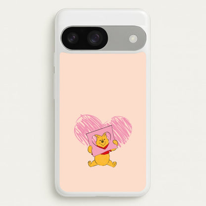 Pooh Heart Drawing Valentine's  - Disney Valentine's Phone Case for Google Pixel 9 / 9 Pro
