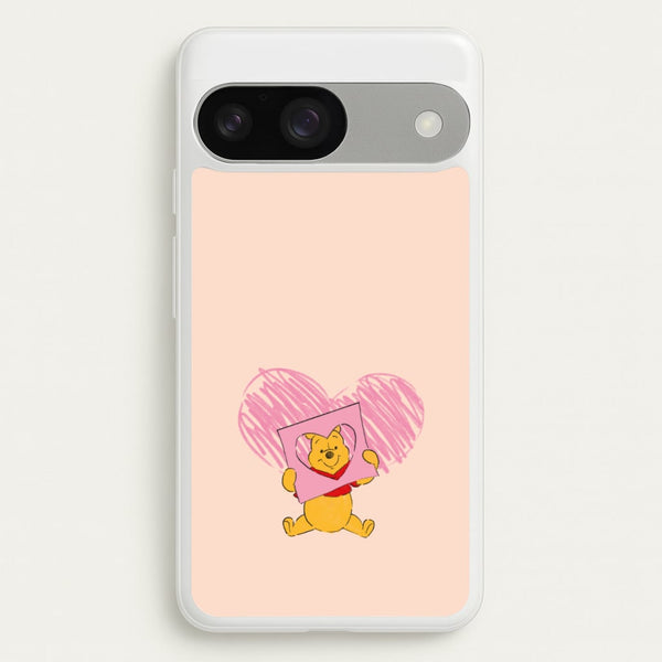 Pooh Heart Drawing Valentine's  - Disney Valentine's Phone Case for Google Pixel 9 / 9 Pro