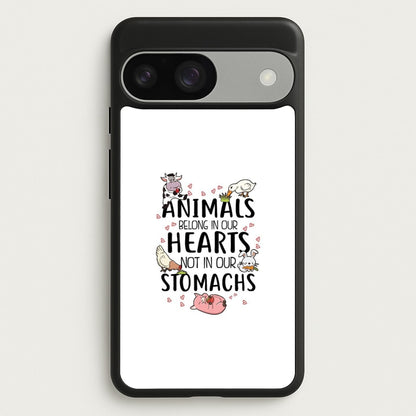 Animals Belong In Our Hearts - Vegan  - Vegan Phone Case for Google Pixel 9 / 9 Pro