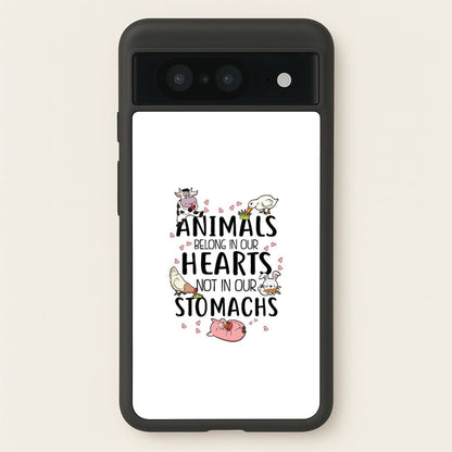 Animals Belong In Our Hearts - Vegan  - Vegan Phone Case for Google Pixel 8
