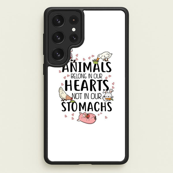 Animals Belong In Our Hearts - Vegan  - Vegan Phone Case for Galaxy S22 Ultra