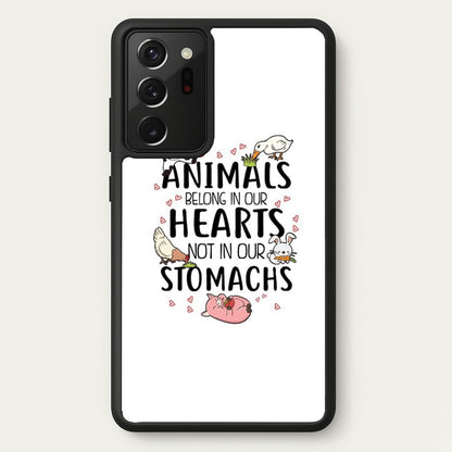 Animals Belong In Our Hearts - Vegan  - Vegan Phone Case for Galaxy Note 20 Ultra