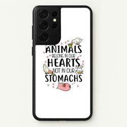 Animals Belong In Our Hearts - Vegan  - Vegan Phone Case for Galaxy S21 Ultra