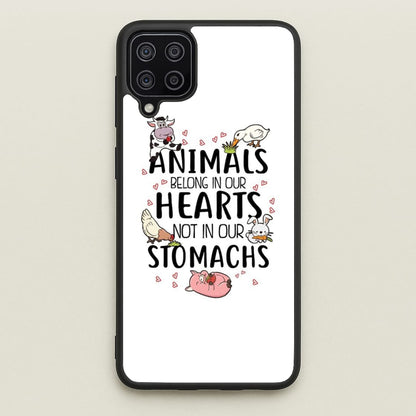 Animals Belong In Our Hearts - Vegan  - Vegan Phone Case for Galaxy A12