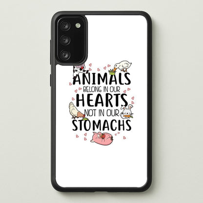 Animals Belong In Our Hearts - Vegan  - Vegan Phone Case for Galaxy S20