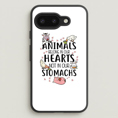 Animals Belong In Our Hearts - Vegan  - Vegan Phone Case for Google Pixel 9a