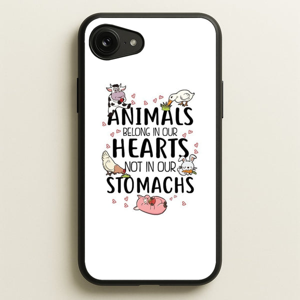 Animals Belong In Our Hearts - Vegan  - Vegan Phone Case for iPhone 16e