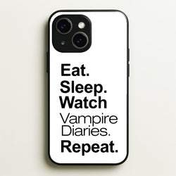 Eat Sleep Watch VPD Repeat  - marble Phone Case for iPhone 15