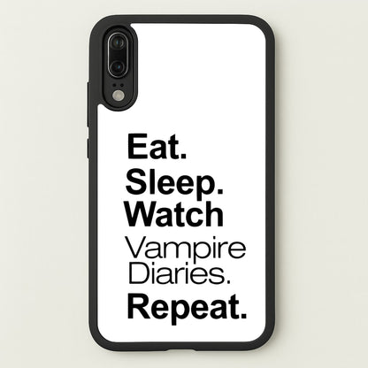 Eat Sleep Watch VPD Repeat  - marble Phone Case for Huawei P20