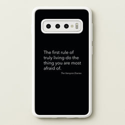 The First Rule Of Truly Living - VD  - Vampire Diaries Phone Case for Galaxy S10 Plus