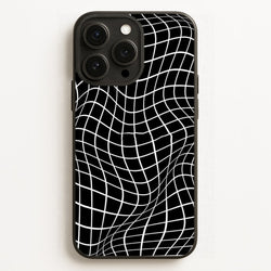 Black Wavy Grid Pattern  -  Phone Case for iPhone 16 Pro Max