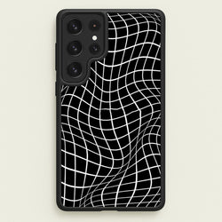 Black Wavy Grid Pattern  -  Phone Case for Galaxy S22 Ultra