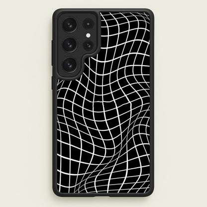 Black Wavy Grid Pattern  -  Phone Case for Galaxy S22 Ultra