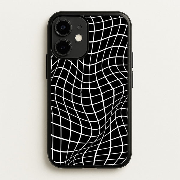 Black Wavy Grid Pattern  -  Phone Case for iPhone 12 Mini
