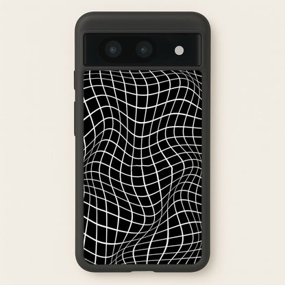 Black Wavy Grid Pattern  -  Phone Case for Google Pixel 8a