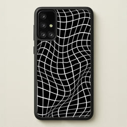 Black Wavy Grid Pattern  -  Phone Case for Galaxy A71