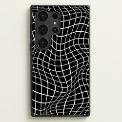 Black Wavy Grid Pattern  -  Phone Case for Galaxy S25 Ultra