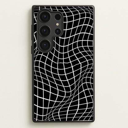 Black Wavy Grid Pattern  -  Phone Case for Galaxy S25 Ultra