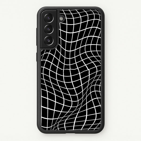 Black Wavy Grid Pattern  -  Phone Case for Galaxy S22