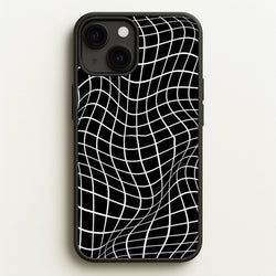 Black Wavy Grid Pattern  -  Phone Case for iPhone 13 Mini