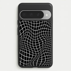 Black Wavy Grid Pattern Phone Case for Google Pixel 10 Pro XL