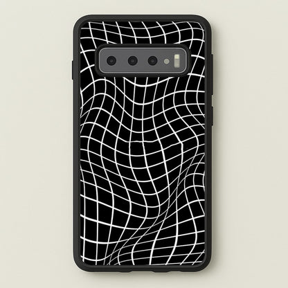 Black Wavy Grid Pattern  -  Phone Case for Galaxy S10 Plus