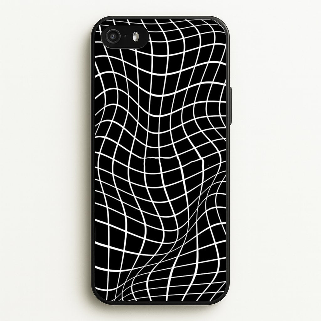 Black Wavy Grid Pattern  -  Phone Case for iPhone 5 / 5s / SE 2016