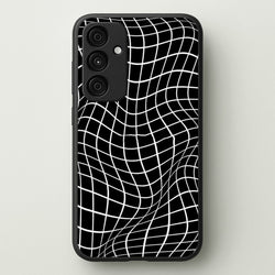 Black Wavy Grid Pattern  -  Phone Case for Galaxy A35