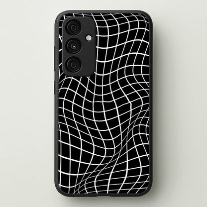 Black Wavy Grid Pattern  -  Phone Case for Galaxy A35