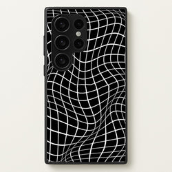 Black Wavy Grid Pattern  -  Phone Case for Galaxy S24 Ultra