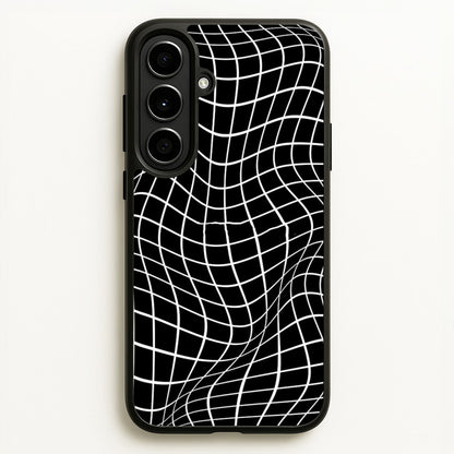 Black Wavy Grid Pattern  -  Phone Case for Galaxy A56