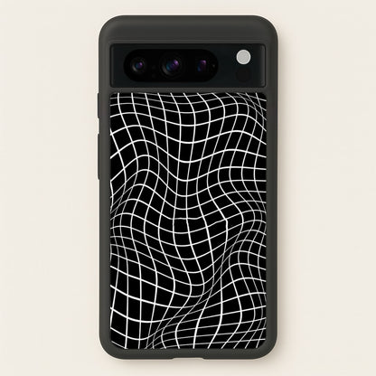 Black Wavy Grid Pattern  -  Phone Case for Google Pixel 8 Pro
