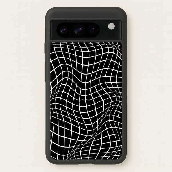 Black Wavy Grid Pattern  -  Phone Case for Google Pixel 8 Pro