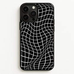 Black Wavy Grid Pattern  -  Phone Case for iPhone 13 Pro Max
