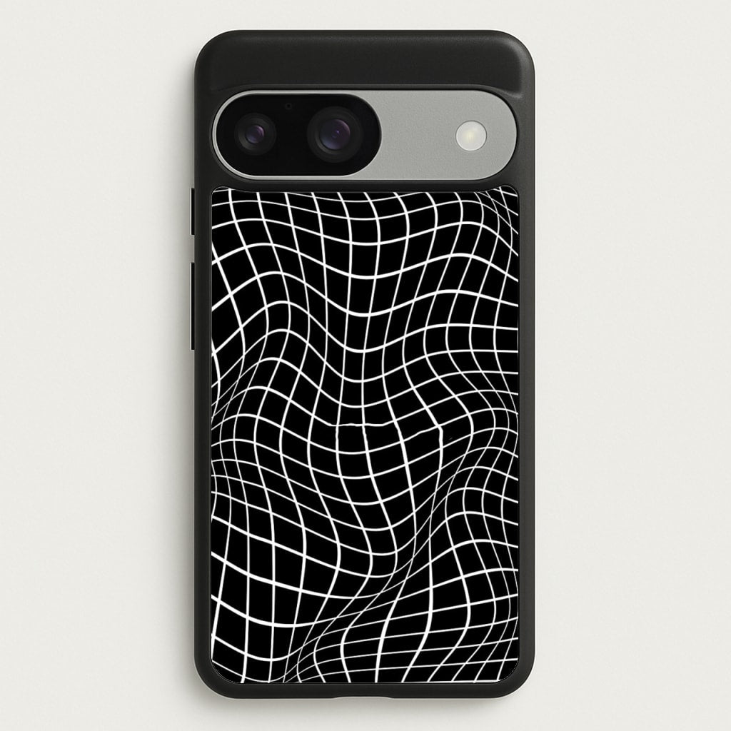 Black Wavy Grid Pattern  -  Phone Case for Google Pixel 9 / 9 Pro