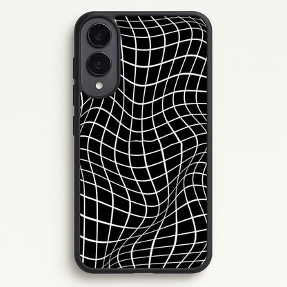 Black Wavy Grid Pattern  -  Phone Case for Galaxy S25 Edge