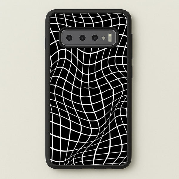 Black Wavy Grid Pattern  -  Phone Case for Galaxy S10
