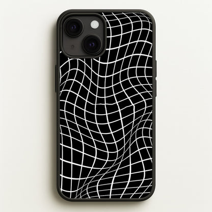Black Wavy Grid Pattern  -  Phone Case for iPhone 13